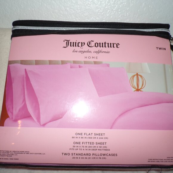 SALE! Juicy Couture Pink Twin Size Sheet Set NEW - Picture 3 of 3